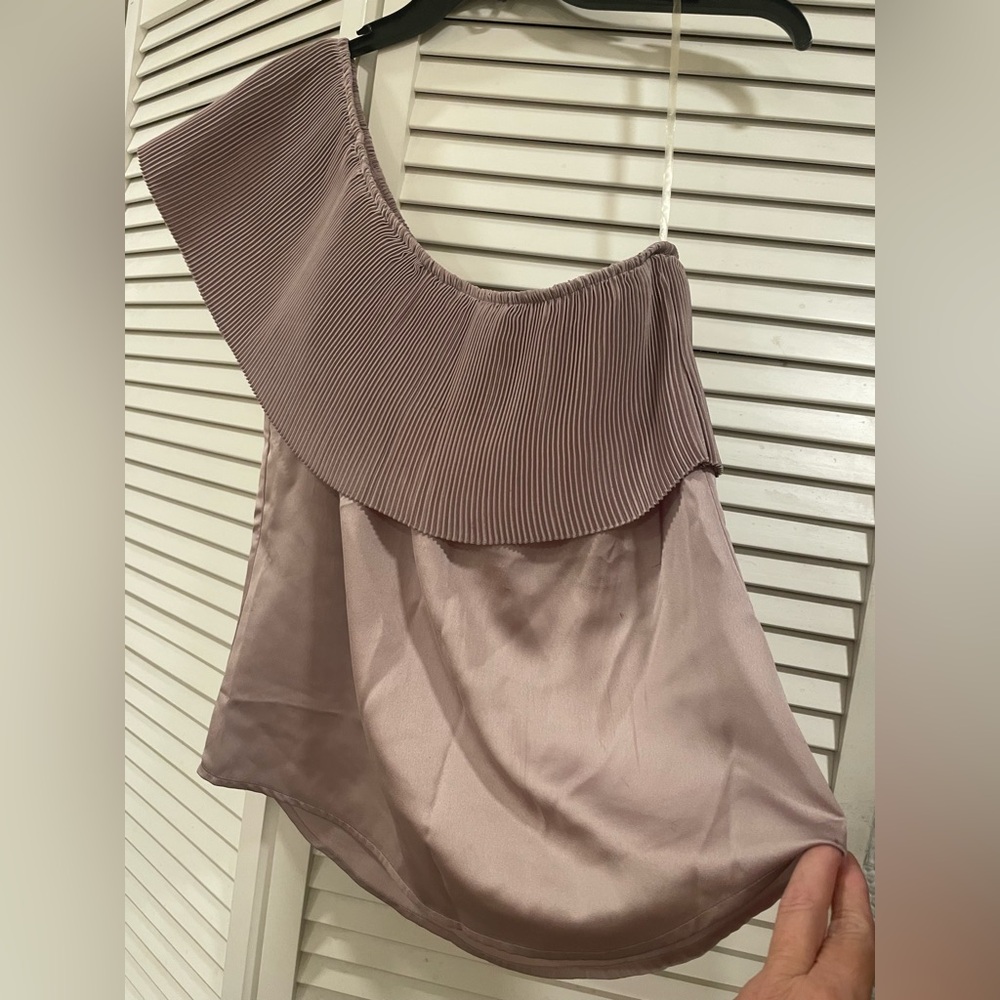 BP. Pleated Satin one Shoulder Top in Soft Lavender shade